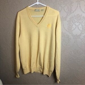 Vintage Prep Preppy Sweater Donald Ross Large yellow v-neck great condition